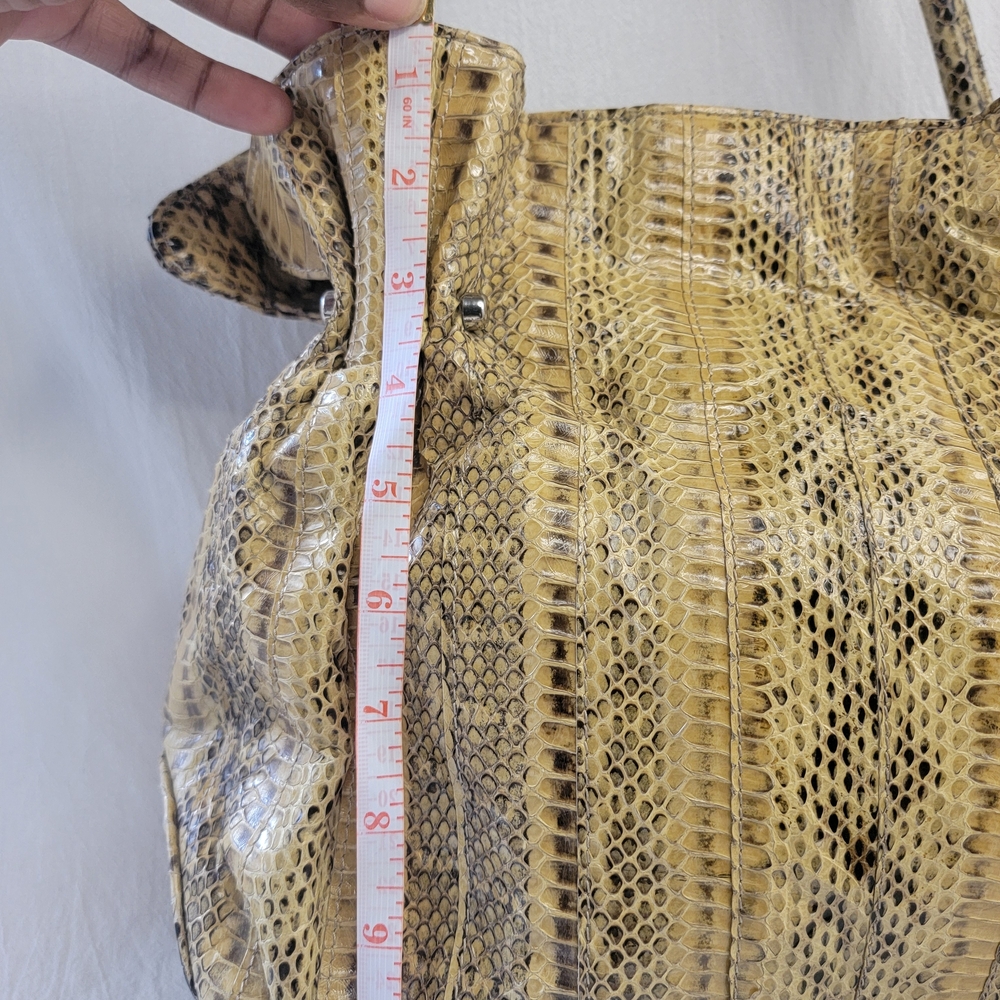 VNTG Y2K Pure 100% Genuine Leather Python Print  Silver Toned Hardware Hand Bag - Picture 7 of 13